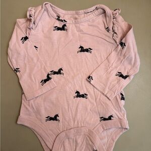 Gap pink onsie with black unicorns